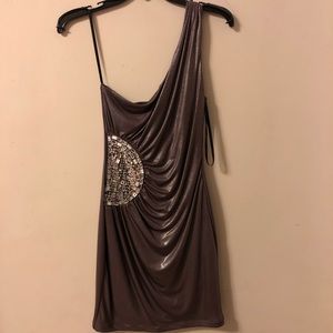 Shimmery one shoulder dress. Stretchy. Size Small